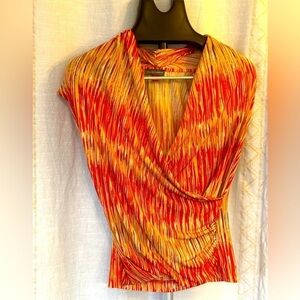 Vince Camuto Medium Sleeveless Blouse Shirt V Neck Draped Front Surplice Top